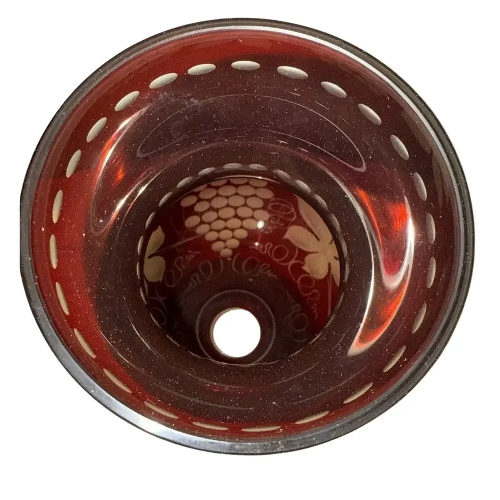 Vintage Egermann Ruby Red Cut To Clear Glass Vase